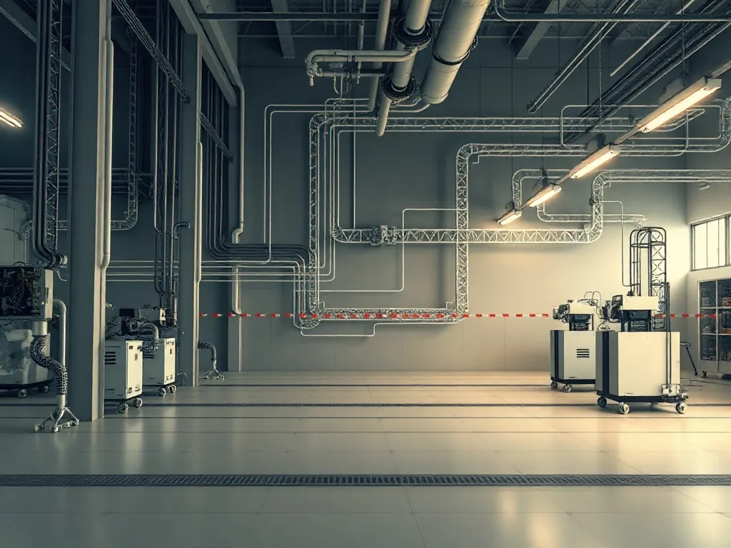 Abstract industrial visualization of data flow and robotic s